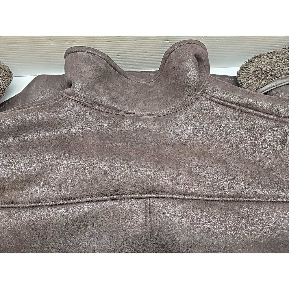 Wilsons Leather Pelle Studio Shearling Bomber Jacket Brown Faux Fur Lined 2XL - Picture 6 of 9